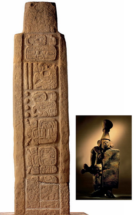 На тыльной стороне стелы из города Тонина (слева) указано число: 18 января 909 года. Это последняя обнаруженная дата «длинного счета» майя — календаря, исчислявшего века. Текущий цикл «длинного счета», скорее всего, начался в 3114 году до нашей эры, а закончится скоро, в 2012 году. Это обещание вызывает ажиотаж и сегодня. В руке у глиняной статуи воина из Канкуэна (внизу) — своеобразный топор, которым «каратели» убивали знать.